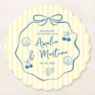 Porta-copo De Papel Casamento com Laço Desenho Italiano Amarelo Capric