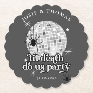 Porta-copo De Papel Casamento de Aranhas e Bola de Disco Retro Hallowe