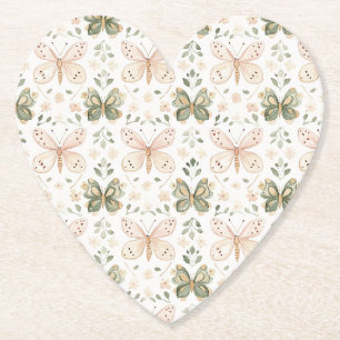 Porta-copo De Papel Casamento de Borboletas Rosa Bege Verde Menta