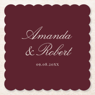 Porta-copo De Papel Casamento de Caligrafia Burgundy Elegante