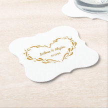 Casamento de Coração de Ouro Elegante Personalizad