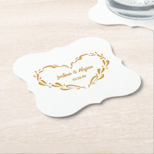 Porta-copo De Papel Casamento de Coração de Ouro Elegante Personalizad