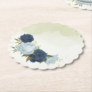 Porta-copo De Papel casamento de flores azuis marinhos
