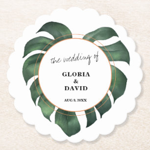 Porta-copo De Papel Casamento de Folha de Palma Tropical