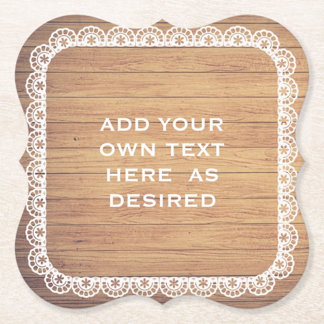 Porta-copo De Papel Casamento de madeira rústico do laço (Frente)