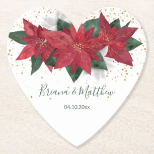 Porta-copo De Papel Casamento de Natal Elegante Poinsettia Verde