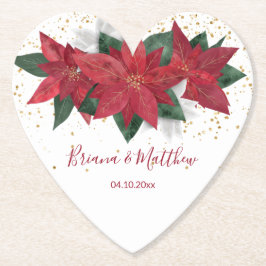 Porta-copo De Papel Casamento de Natal Vermelho de Poinsettia Elegante