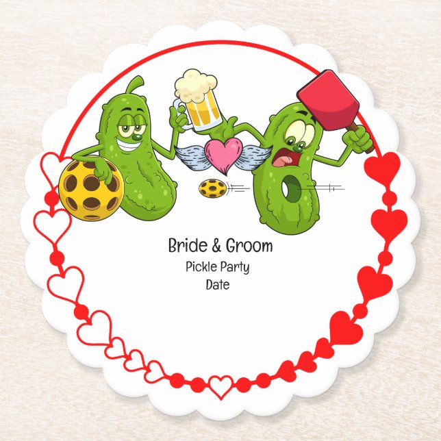 Porta-copo De Papel Casamento de Pickleball (Frente)