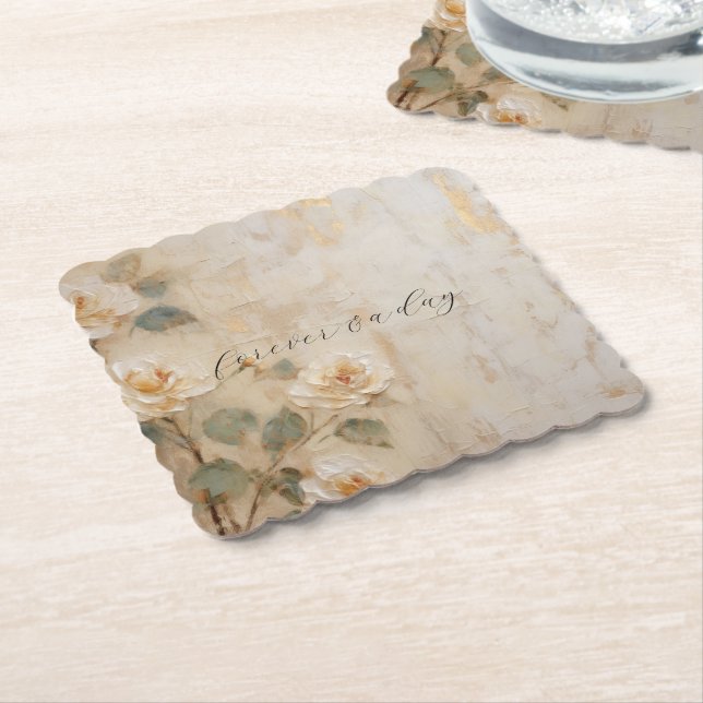 Porta-copo De Papel Casamento de Rosas Cream Peach (Angular)