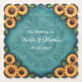 Porta-copo De Papel Casamento de Roupas de Couro e Girassol