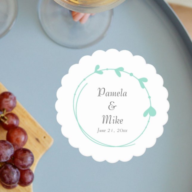 Porta-copo De Papel Casamento de Seafoam Simple Heart Wreath (In Situ Wedding)