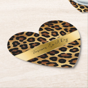 Porta-copo De Papel Casamento Dourado Leopardo Chic Brown