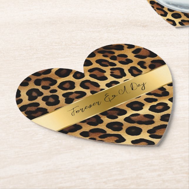 Porta-copo De Papel Casamento Dourado Leopardo Chic Brown (Angular)