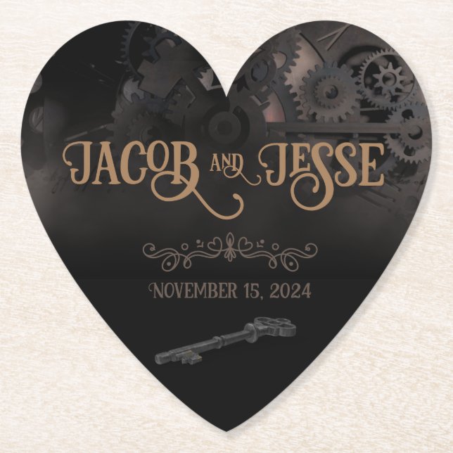 Porta-copo De Papel Casamento Elegante Black Steampunk (Frente)