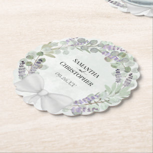 Porta-copo De Papel Casamento Elegante Eucalipto e Lavanda