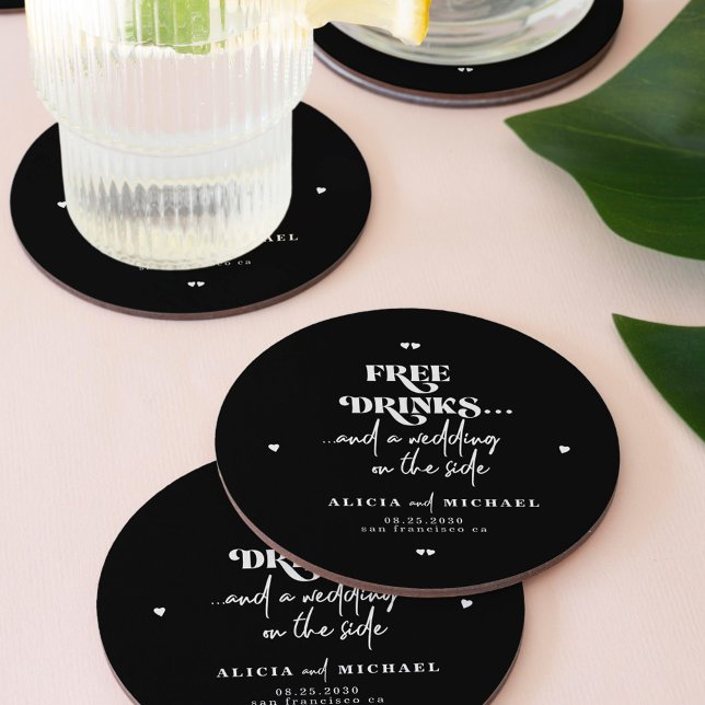 Porta-copo De Papel Casamento engraçado e moderno de bebidas grátis sa (Criador carregado)