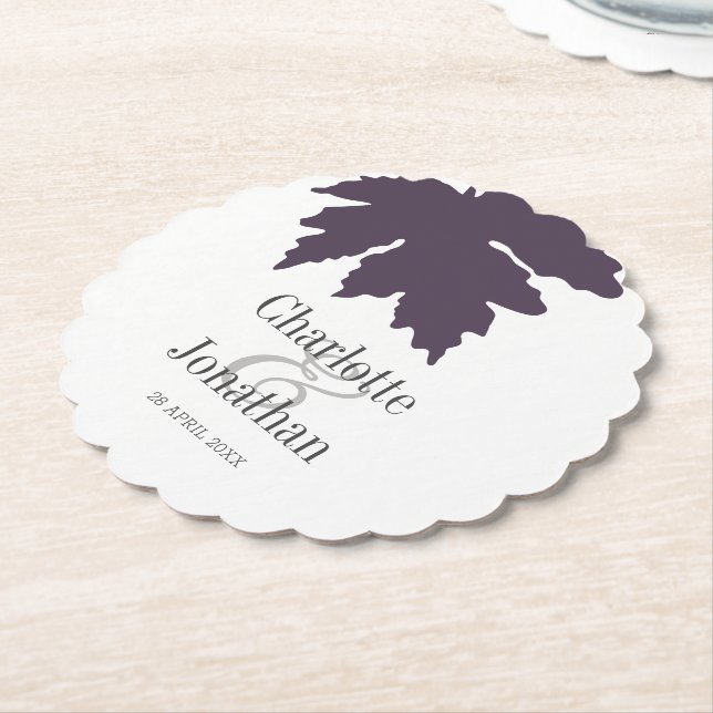 Porta-copo De Papel Casamento/Festa de noivado de Folha de outono Roxo (Angular)