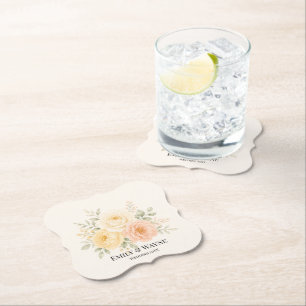 Porta-copo De Papel Casamento Floral Amarelo Manteiga e Marfim