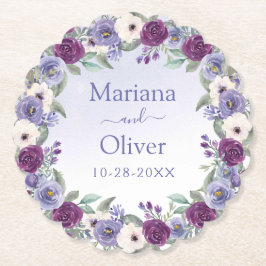 Porta-copo De Papel Casamento Floral Aquarela Azul-Miosótis