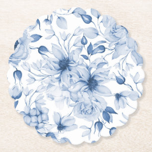 Porta-copo De Papel Casamento Floral Azul Elegante
