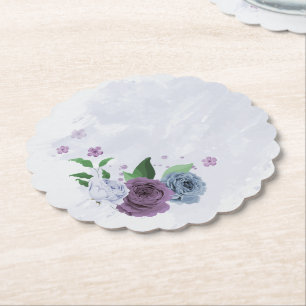 Porta-copo De Papel Casamento floral azul empoeirado roxo