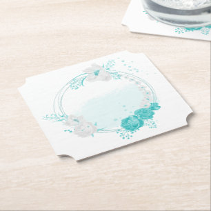 Porta-copo De Papel casamento floral branco de turquesa
