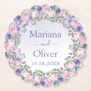 Porta-copo De Papel Casamento Floral de Cor de Água Rosa-Rosa-Periwin