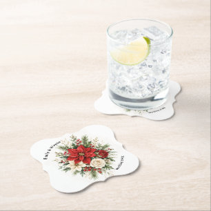 Porta-copo De Papel Casamento Floral de Natal Elegante
