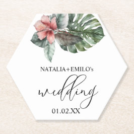 Porta-copo De Papel Casamento Floral de Watercolor Monstera Leaf