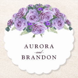 Porta-copo De Papel Casamento Floral Elegante Roxo