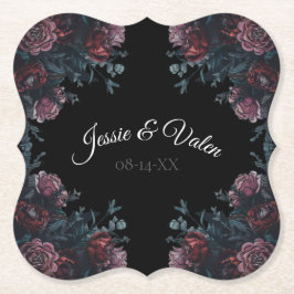 Porta-copo De Papel Casamento Floral Negro Elegante Negro Gótico