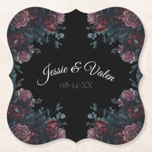 Porta-copo De Papel Casamento Floral Negro Elegante Negro Gótico