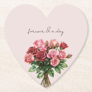 Porta-copo De Papel Casamento Floral Romântico de Rosas Vermelhas Rosa