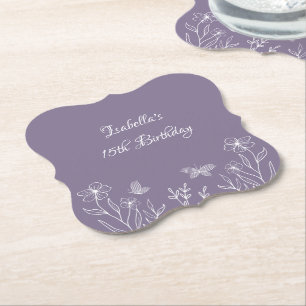 Porta-copo De Papel Casamento floral romântico elegante