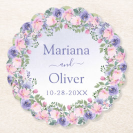 Porta-copo De Papel Casamento Floral Rosa Púrpura