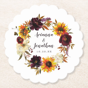 Porta-copo De Papel Casamento Floral Rustic Autumn