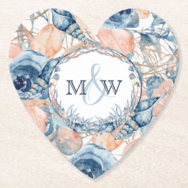 Porta-copo De Papel Casamento náutico da casca e Rosas do mar de praia