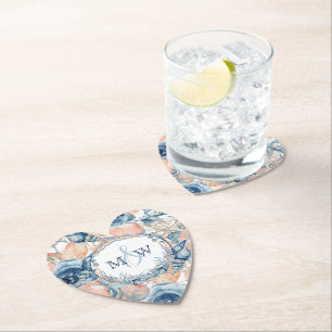 Porta-copo De Papel Casamento náutico da casca e Rosas do mar de praia