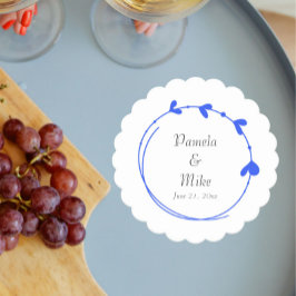 Porta-copo De Papel Casamento Real Blue Simple Heart Wreath