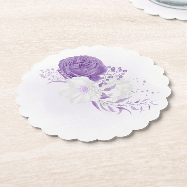 Porta-copo De Papel casamento romântico branco e roxo (Angular)