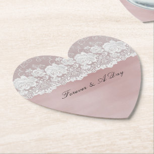 Porta-copo De Papel Casamento Romântico de rendas florais brancas, cor