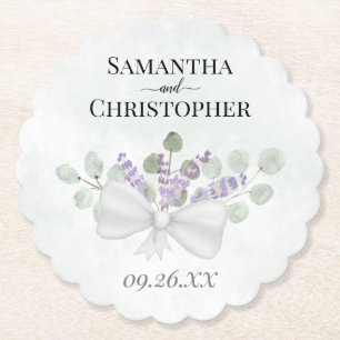 Porta-copo De Papel Casamento Rustic Lavanda & Eucalyptus Buquê