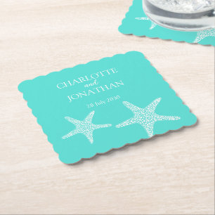 Porta-copo De Papel Casamento Turqoise Modern Tropical Starfish Beach
