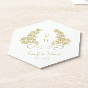 Porta-copo De Papel Casamento Vintage Heritage Marfim Dourado