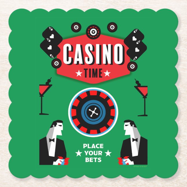 Porta-copo De Papel Casino Gambling Poker Roulette (Frente)