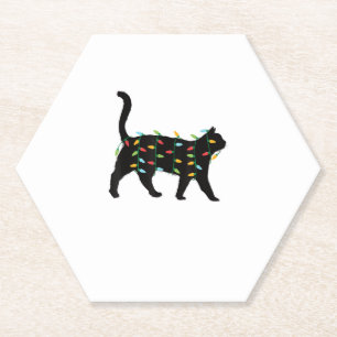 Porta-copo De Papel Cat Christmas Lights Presente de Natal para Animal