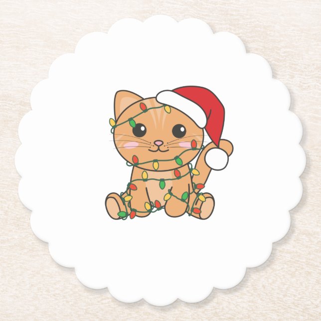 Porta-copo De Papel Cat Christmas Winter Animals Cats (Frente)