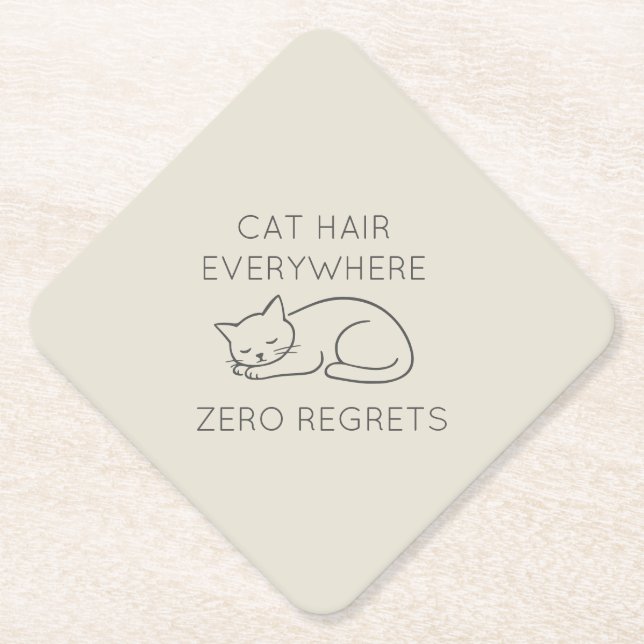 Porta-copo De Papel Cat hair everywhere zero regrets (Frente)