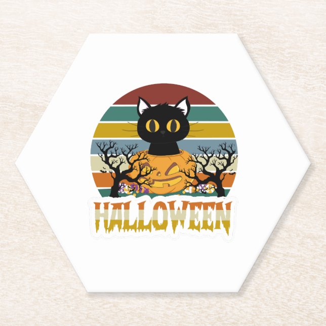 Porta-copo De Papel Cat Halloween (Frente)