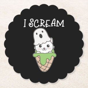 Porta-copo De Papel Cat Halloween Ghost I Gritar Sorvete Pun